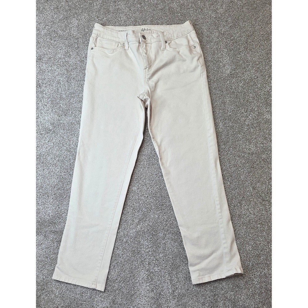 Style & Co Curvy Girlfriend Jeans Cream Off White Size 8 Stretch Denim Pants
459
